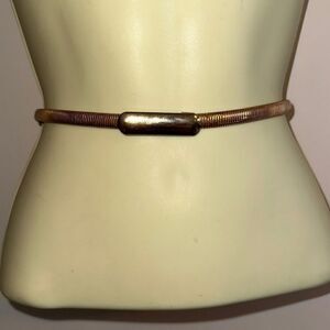 Vintage 80s gold serpentine stretch belt with rounded rectangle‎ buckle